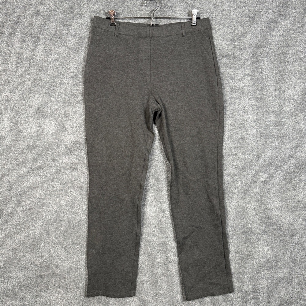 Quince Size Large Pull On Pants Charcoal Gray Ultra Stretch Ponte‎  Straight Leg